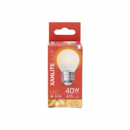 Ampoule LED P45, culot E27, 6 cons. (40W eq.), lumière blanc chaud