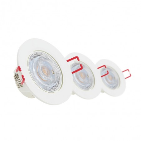 Lot de 3 Spots Encastrable LED Intégrés - Orientable - cons. 4.5W (eq. 50W) - 345 lumens - Blanc chaud