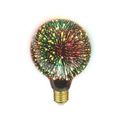 Ampoule LED déco 3D (G125), aspect Fireworks, culot E27, 3,8W cons.