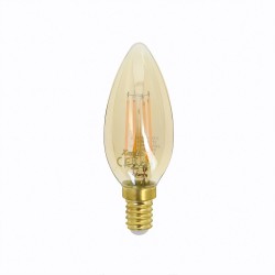 Ampoule LED Flamme / Vintage au verre ambré, culot E14, 3,8W cons. (30W eq.), 350 lumens, lumière blanc chaud
