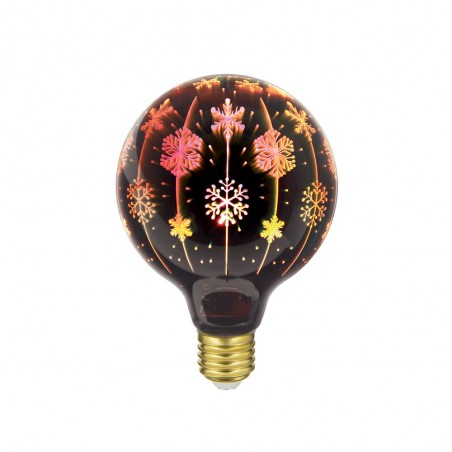 Ampoule LED déco 3D G125, culot E27, 3,8W cons. (N.A eq.), surface imprimée aspect flocons