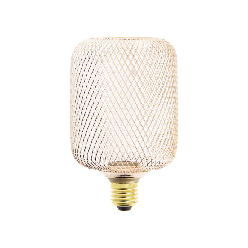 Ampoule Déco Cage Cylindre Cuivre, culot E27, Hologramme, Blanc chaud