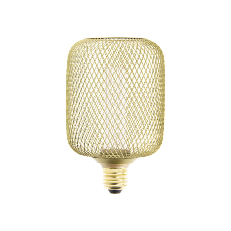 Ampoule Déco Cage Cylindre Doré, culot E27, Hologramme, Blanc chaud