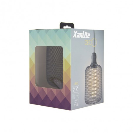 Ampoule Déco Cage Cylindre Noir, culot E27, Hologramme, Blanc chaud