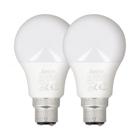 Lot de 2 Ampoules LED A60, culot B22, 10W cons. (60W eq.), lumière blanc neutre