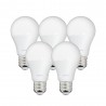 Lot x5 Ampoules LED standard, culot E27, cons. 9W, eq. 60W, blanc chaud