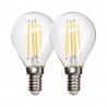 Lot x2 ampoules à filament LED EDF, sphériques, culot E14, conso 4W eq. 40W, blanc chaud