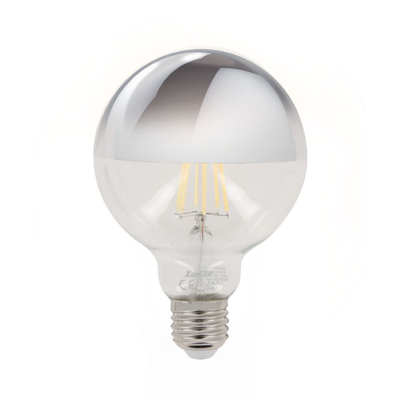 Ampoule LED G95 Silver, culot E27, 8W cons. (60W eq.), 350 lumens, lumière blanc chaud