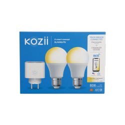 Packaging pack 2 ampoules LED connectées et 1 prise connectée KOZII
