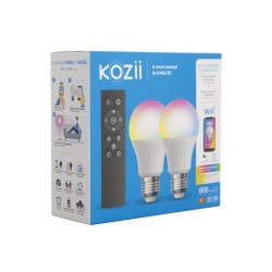 Packaging Pack 2 ampoules LED RGB connectées et 1 télécommande KOZII