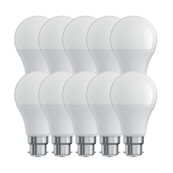 Lot de 10 Ampoules LED A60, culot B22, 10W cons. (60W eq.), lumière Blanc Neutre