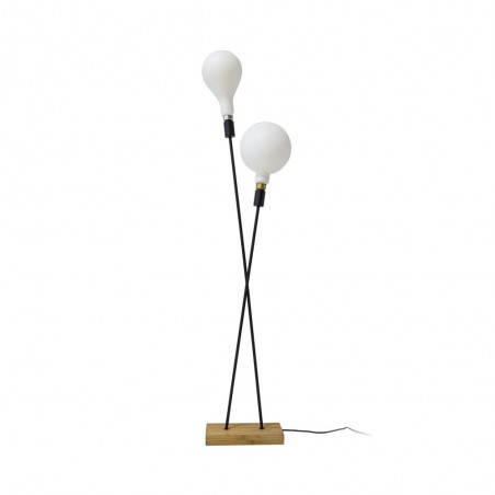 Lampadaire Twinsy bambou et métal noir Xanlite Déco