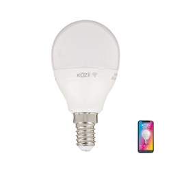Ampoule LED connectée KOZii, éclairage blancs + couleurs, E14 P45 Opaque 6W Variation de couleur et luminosité