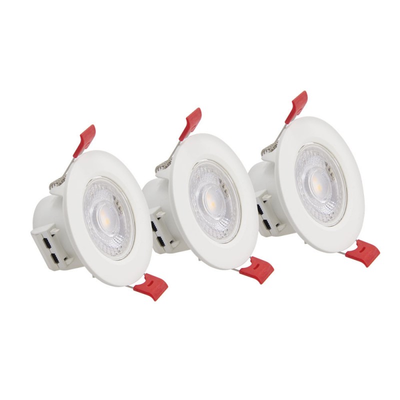 Lot de 3 Spots Encastrable LED Intégrés - Orientable - cons. 4.5W (eq. 50W) - 345 lumens - Blanc chaud