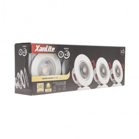 Lot de 3 Spots Encastrable LED Intégrés - Orientable - cons. 4.5W (eq. 50W) - 345 lumens - Blanc chaud