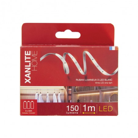 Ruban lumineux LED à piles (incluses) - 1 mètre - Blanc neutre