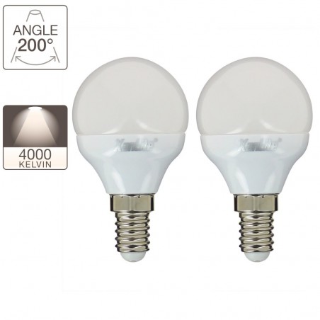 Pack de 2 ampoules LED P45 - culot E14 - classique