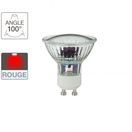 Ampoule LED spot, culot GU10, 0,6W cons. (N.C eq.), lumière Lumière rouge