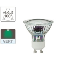 Ampoule LED spot, culot GU10, 1W cons. (N.C eq.), lumière Lumière verte