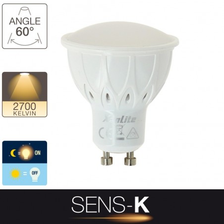 Ampoule LED spot, culot GU10, 5W cons. (50W eq.), intensité lumineuse automatique