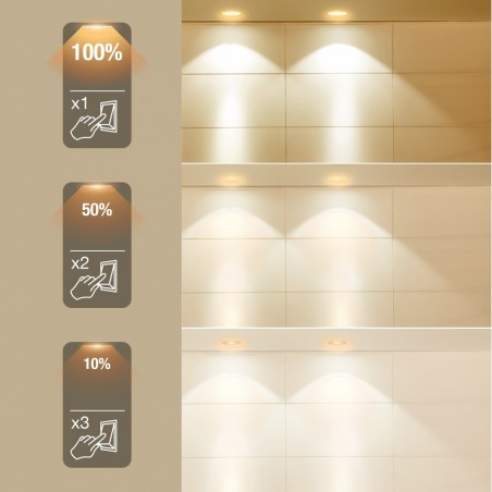 Ampoule LED spot, culot GU10, 6W cons. (50W eq.), lumière blanc chaud, dimmable par switch 10% - 50% -100%