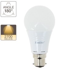 Ampoule LED A60, culot B22, 10W cons. (60W eq.), lumière blanc chaud