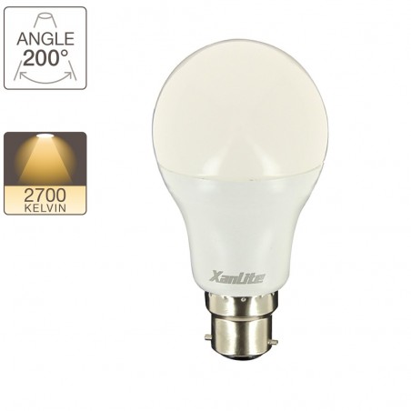 Ampoule LED A60, culot B22, 14,2W cons. (100W eq.), lumière blanc chaud