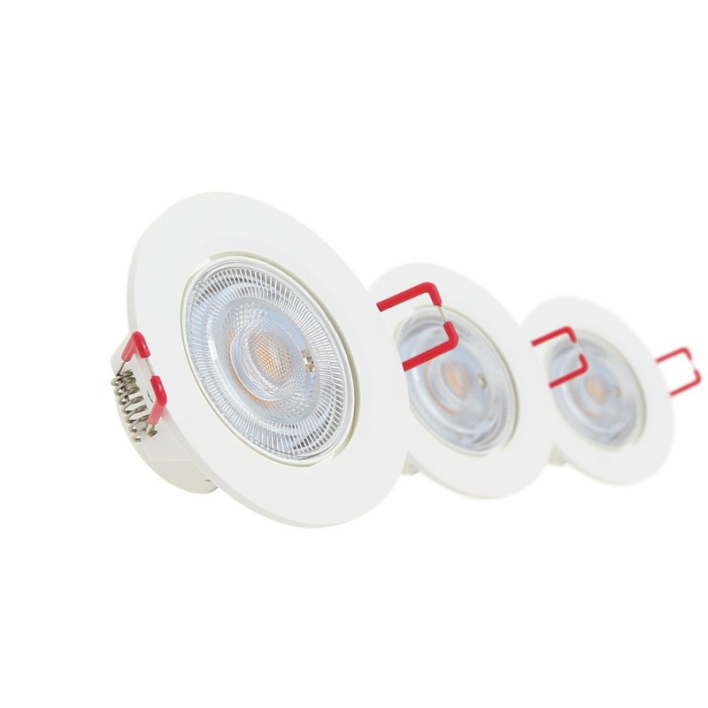 Lot de 3 Spots Encastrable LED Intégrés - Orientable - cons. 4.5W (eq. 50W) - 345 lumens - Blanc neutre