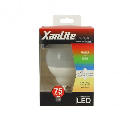 Ampoule LED Color - W, couleurs changeantes, culot E27, 11W cons. (75W eq.), lumière blanc chaud ou RVB