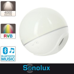 Sphère LED SONOLUX - blanc et multicolor - haut parleur bluetooth