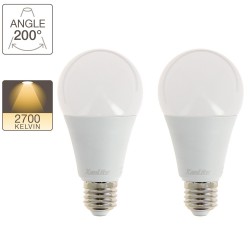 Lot de 2 ampoules LED A60 - culot E27 - classique