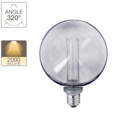 Ampoule LED déco Hologramme Globe (G125) au verre fumé, culot E27, 4W cons., 100 lumens, lumière blanc chaud