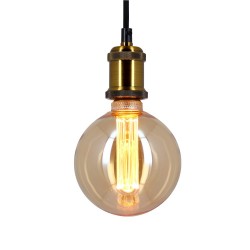 Ampoule LED déco Hologramme Globe (G125) au verre ambré, culot E27, 4W cons., 200 lumens, lumière blanc chaud