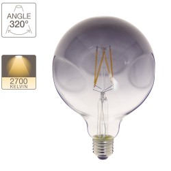 Ampoule LED Globe (G125) Irrégulière au verre fumé, culot E27, 6W cons. (48W eq.), 600 lumens, lumière blanc chaud