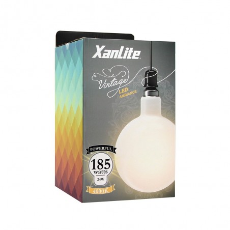 Ampoule LED déco éclairante Globe XXL Opaline au verre lacté, culot E27, 24W cons. (185W eq.), 3200 lumens, lumière blanc neutre