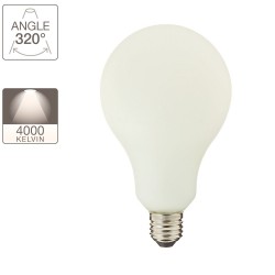 Ampoule déco éclairante opaline, culot E27, 12W cons. (100W eq.), blanc neutre (4000K)