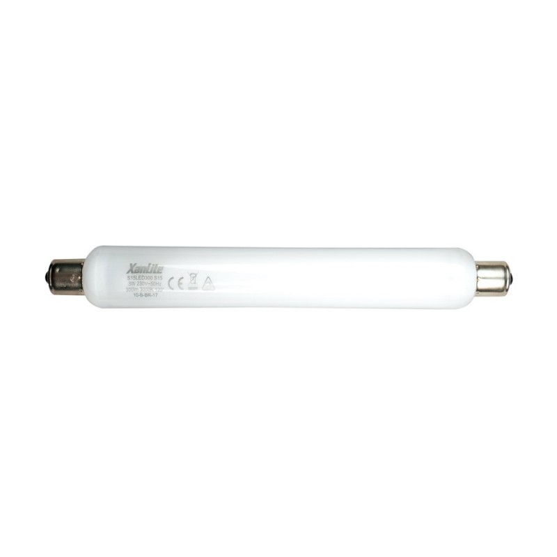 Tube LED S15, 3W .cons (28W .eq), lumière blanche chaude