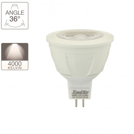 Ampoule LED spot, culot GU5.3, 7W cons. (50W éq.), angle focalisé, lumière blanche neutre