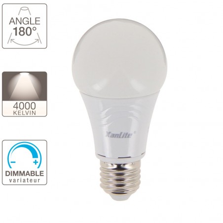 Ampoule LED A60 dimmable, culot E27, 9W cons. (60W eq.), lumière blanc neutre