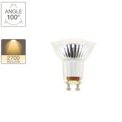 Ampoule LED spot, culot GU10, 5,6W cons. (50W eq.), lumière blanc chaud