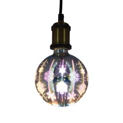 Ampoule LED déco 3D G125, culot E27, 3,8W cons. (N.A eq.), surface imprimée aspect flocons