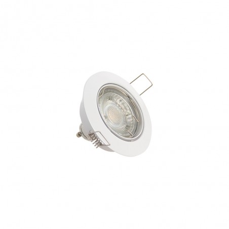 Lot de 5 Spots Encastrés Metal Blanc - Orientable* - Ampoule LED GU10 incluses - cons. 5W (eq. 50W) - 345 lumens - Blanc chaud