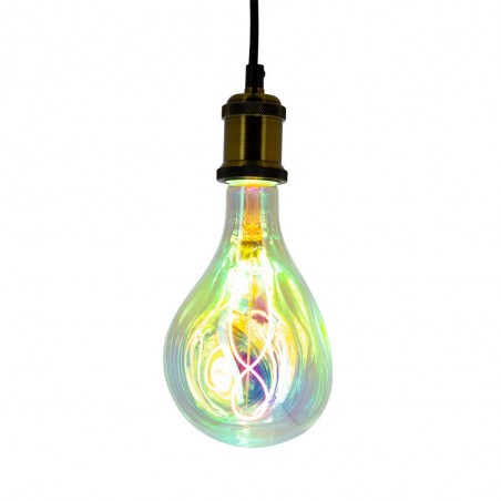 Ampoule "licorne" au filament LED, verre effet arc en ciel, culot E27