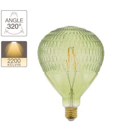 Ampoule LED déco, ballon vert, culot E27, blanc chaud
