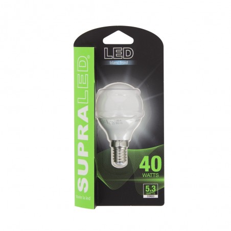 Ampoule LED (P45), culot E14, conso. 5,3W (eq. 40W), 470 lumens, blanc neutre