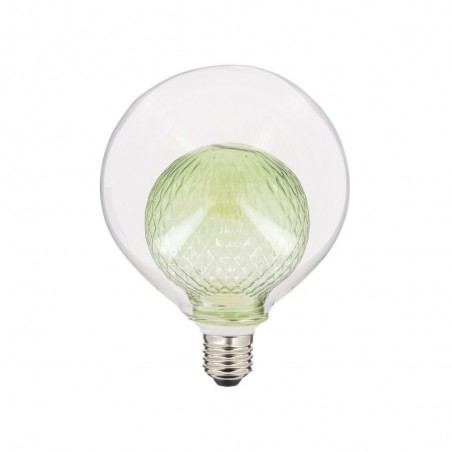 Ampoule Déco LED, Double verre Vert, G125, culot E27, 4W cons. 2700K Blanc Chaud