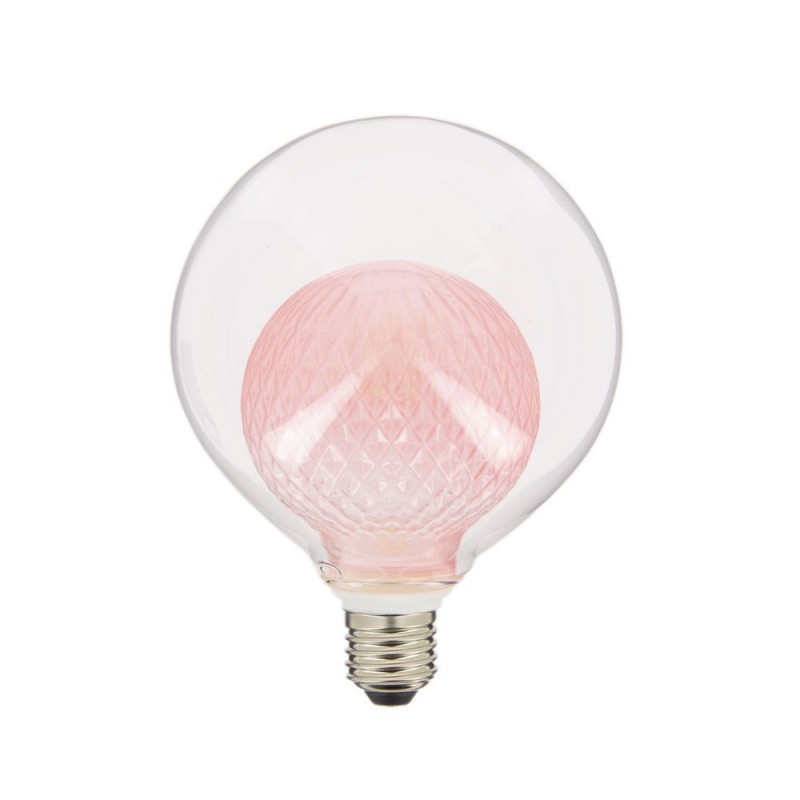 Ampoule Déco LED, Double verre Rose, G125, culot E27, 4W cons. 2700K Blanc Chaud