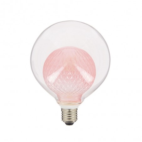 Ampoule Déco LED, Double verre Rose, G125, culot E27, 4W cons. 2700K Blanc Chaud