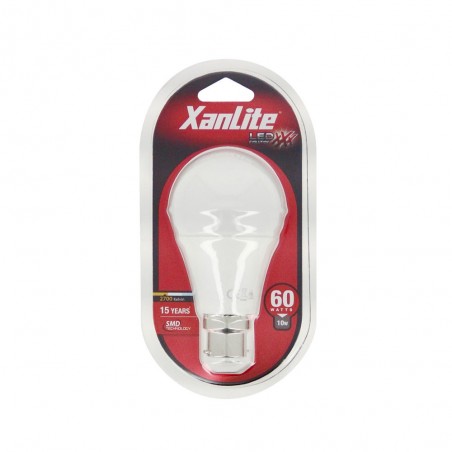 Lot de 10 Ampoules LED A60, culot B22, 10W cons. (60W eq.), lumière Blanc Chaud