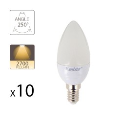 Lot de 10 Ampoules LED Flamme, culot E14, 5,3W cons. (40W eq.), lumière Blanc Chaud